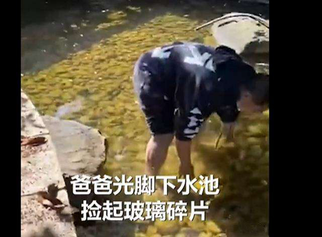 傳送帶廠家：榜樣！爸爸赤腳下水撈寶寶扔的玻璃渣