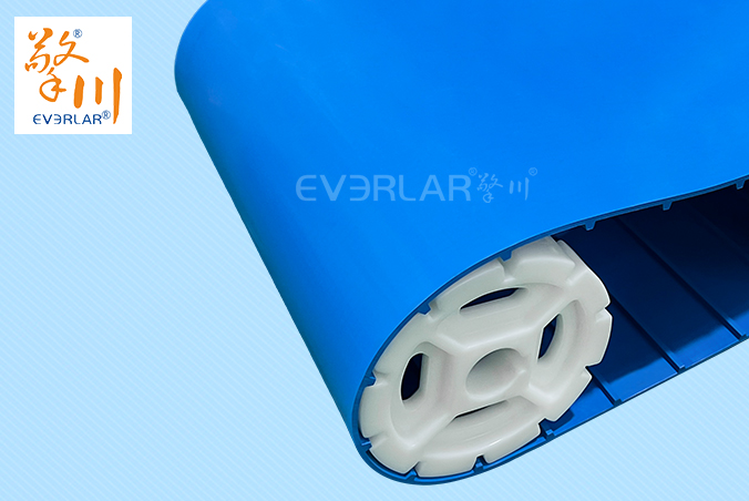 藍(lán)色TPU食品級(jí)易潔帶加導(dǎo)條防霉抗菌水果蔬菜加工輸送帶廠家定制