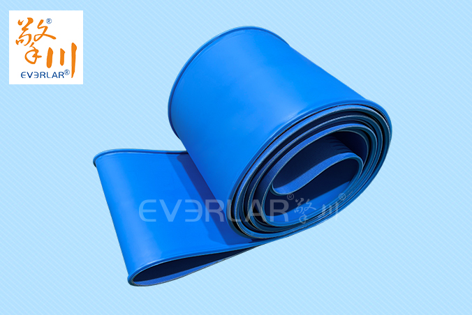 PU輸送帶加導條耐磨耐油食品級藍色啞光傳送帶食品包裝生產線皮帶