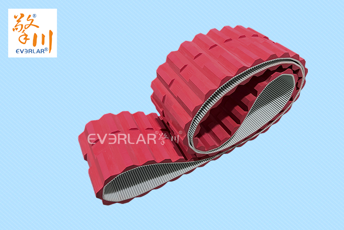 擎川定制PU同步帶加紅膠開槽精準傳動食品包裝生產(chǎn)線聚氨酯傳動帶