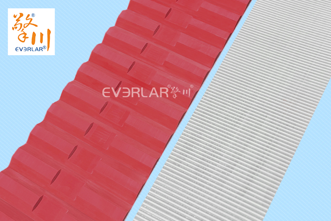 擎川定制PU同步帶加紅膠開槽精準傳動食品包裝生產(chǎn)線聚氨酯傳動帶